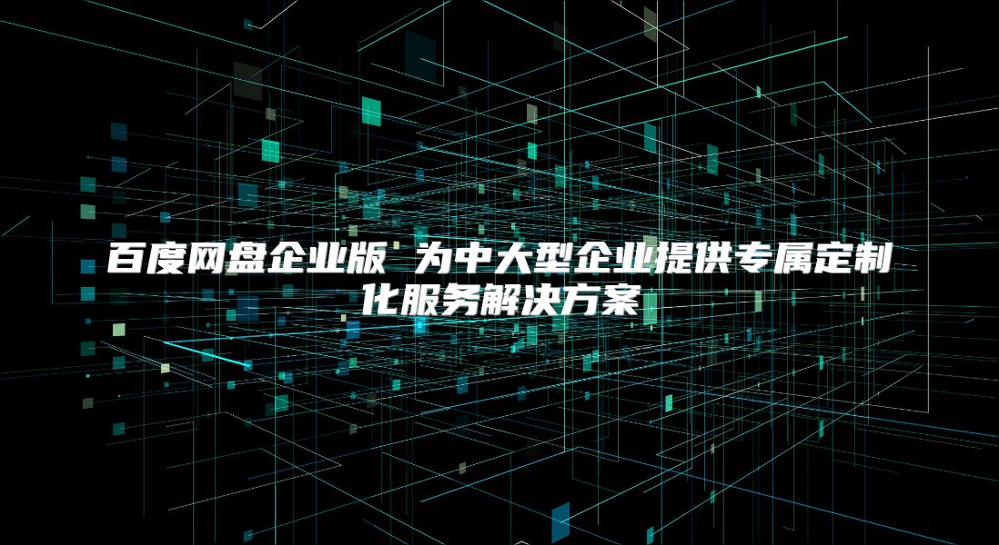 百度网盘企业版 为中大型企业提供专属定制化服务解决方案